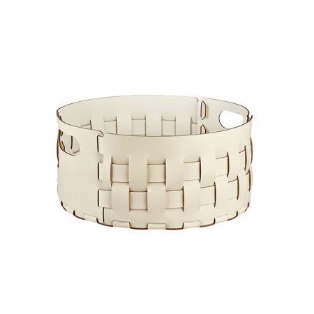 ADJ Круглая корзина для белья, D40xH20 см., цвет: панна котта/белый