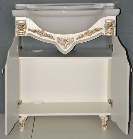 Тумба с раковиной Атолл Наполеон 275 белый жемчуг с патиной золото Тумба с раковиной Атолл Наполеон 275 белый жемчуг с патиной золото