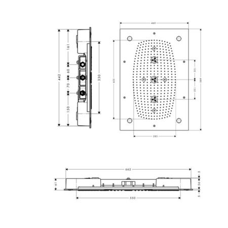 HG Raindance Rainmaker потолочная душевая система 680х460 с подсветкой, хром, артикул 28418000