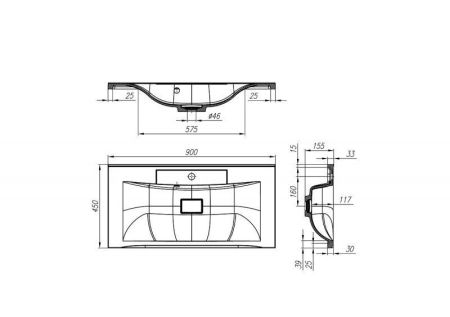 Мебель для ванной комнаты BELBAGNO MARINO-H60-900, артикул BB900/450-LV-MR-PR
