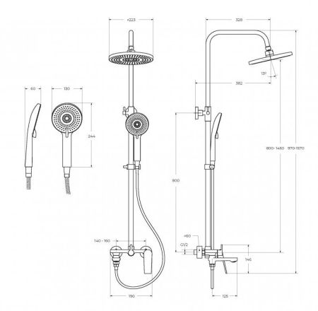 COMFORT Комплект для ванной - душевая стойка с изливом и смеситель для раковины, артикул COMFORT-CVD/LS-01