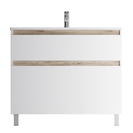 M85AFSX1002WG X-Joy, База под раковину, напольная, 100 см, 2 ящика, белый глянец, артикул M85AFSX1002WG
