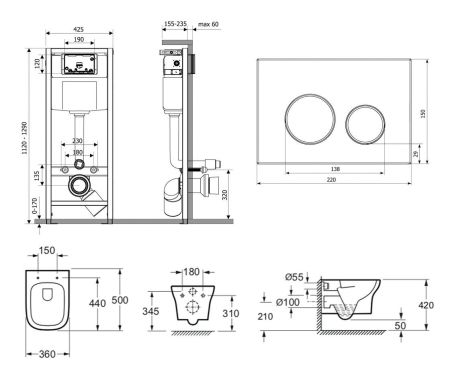 Комплект 7 в 1 Relfix Bristol Rimless 75110233, артикул 75110233