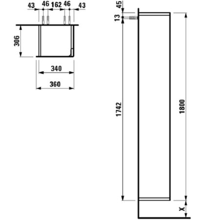 Пенал LAUFEN INO 36 4.2545.2.030.170.1 (подвесной, 36*30,6*180, белый матовый), шт, артикул 4.2545.2.030.170.1