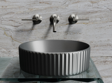 Умывальник чаша накладная круглая (цвет Темный Антрацит Матовый) Элемент (Element) 360x360x115мм, артикул CN6057MDH