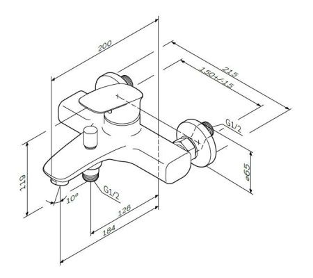 F71A10000 Spirit V2.1 смеситель д/ванны/душа, хром, шт