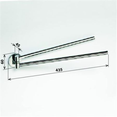Полотенцедержатель ALFA двойной поворотный 435x60x65мм, хром, артикул 102404101