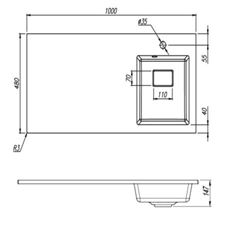 Раковина Florentina Аванти 100 см 10.310.0R100.001, белая, артикул 10.310.0R100.001