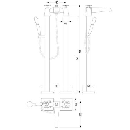 Devon Time Смеситель для ванны с ножками . лейкой и шлангом , цвет хром, артикул 2TIME235CR