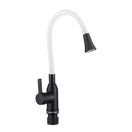Смеситель для кухни с гибким изливом и режимом душ Fmark FS8277H-02, черный/белый