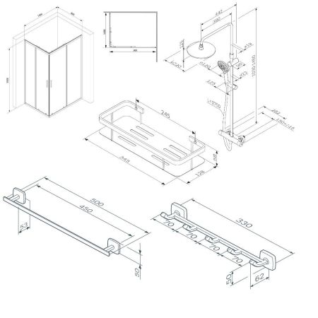 WK93ES Gem S Комплект ограждение 120*90, прямоугольный, черный, артикул WK93ES