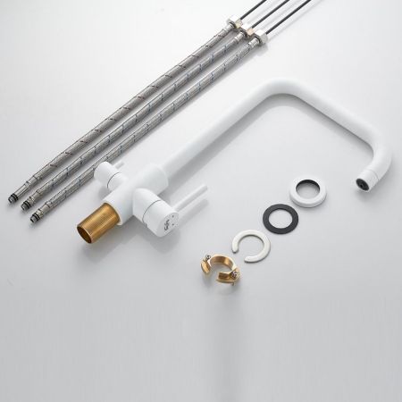 Смеситель для кухни с подключением фильтра воды Raffine F118C, белый, артикул F118C