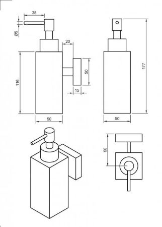 Диспенсер для мыла подвесной CEZARES PRIZMA-SOIS, артикул PRIZMA-SOIS-01