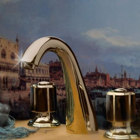 Bongio Fleur Noir Смеситель для раковины на 3отв, цвет золото/черный фарфор, артикул 12501OR00