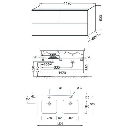 Тумба под раковину JACOB DELAFON ODEON UP 117 EB892-N18 (подвесная, белый) ССП, шт, артикул EB892-N18