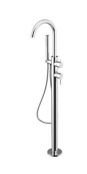 Oioli Micro, однорычажный напольный смеситель для ванны (излив 21.3 см), без вн/ч OIPIVP35001E, цвет брашированное золото