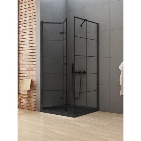 Душевое ограждение NEW TRENDY NEW SOLEO BLACK L 90x90x195 D-0289A/D-0120B (черный), артикул D-0289A/D-0120B