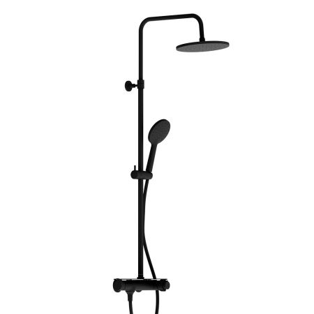 977750300 Jupiter душевая система с душевым ТМС смесителем-полкой, черный, артикул 977750300