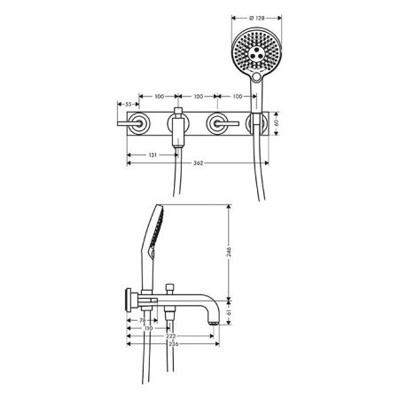 AX Citterio Смеситель для ванны , цвет шлифованная бронза, артикул 39442140