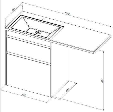 Тумба под раковину Aquanet Токио 68 дуб веллингтон (напольная 2 ящика), артикул 00333652