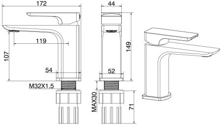 Смеситель для раковины Allen Brau Infinity 5.21001-31 черный матовый, артикул 5.21001-31