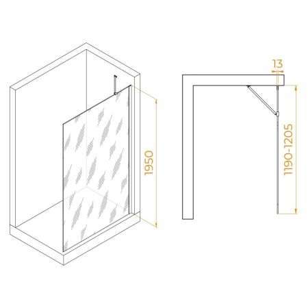 Душевая перегородка RGW WA-110Gb (Прозрачное, 1200), артикул 351011012-16