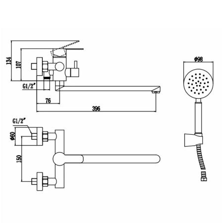 Смеситель для ванны Fmark FS8225C, матовое золото