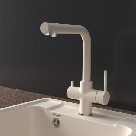 Смеситель для кухни с подключением фильтра GranFestGF-Z-5423, белый