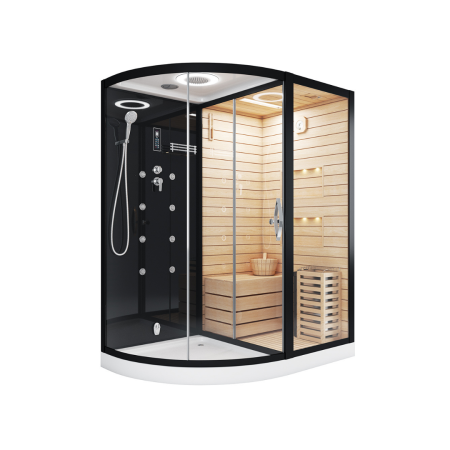 Сауна LUGANO Nero-R Black комбинированная 2в1 Cerutti SPA 1800x1100x2230, артикул CT8344