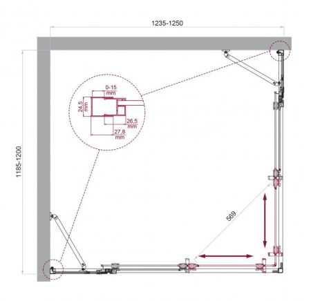 Душевой уголок BELBAGNO LUCE-AH-22 арт. LUCE-AH-22-120/100-P-Cr, артикул LUCE-AH-22-120/100-P-Cr