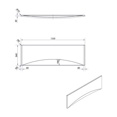 Панель для акриловых ванн MITO RED 150 (63380), артикул 63380