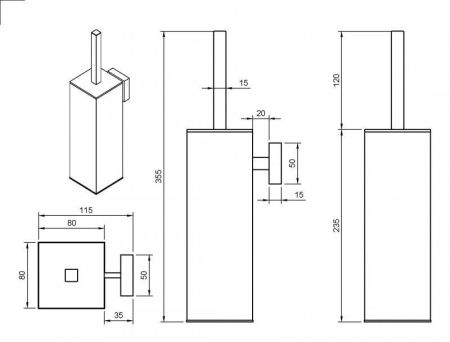 Щетка для унитаза подвесная CEZARES PRIZMA-TBS