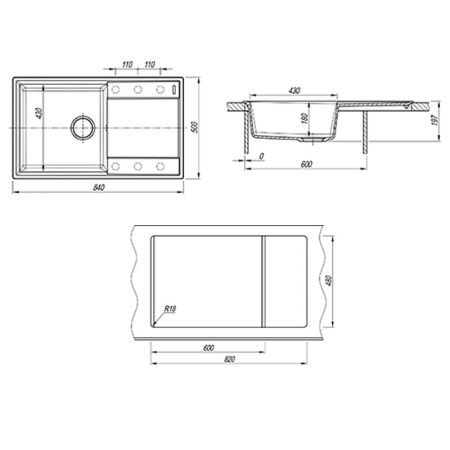 Кухонная мойка Florentina КОНСУЛ 23.020.D0840.307, серый шёлк, артикул 23.020.D0840.307
