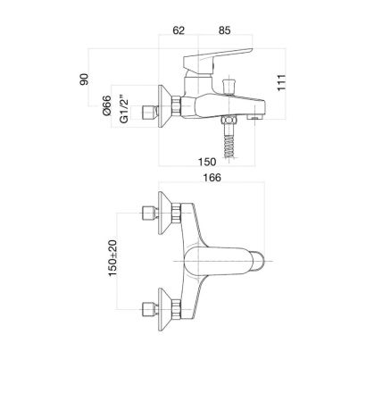 Смеситель для ванны Fiore KEVON BLACK MATT 81NN1510, черный, артикул 81NN1510