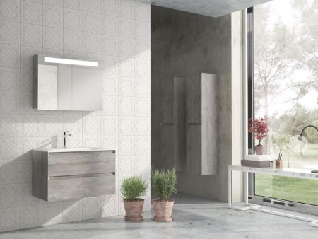 IBX Marina 100 см: тумба (2 ящика) и белая керамическая раковина, цвет мебели натуральный, артикул Marina100/NATURAL