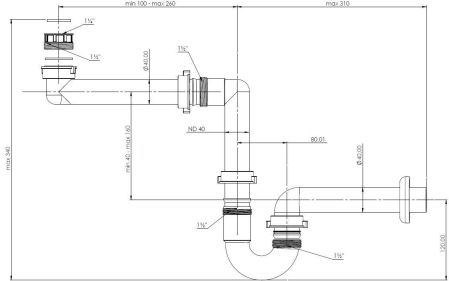 Сифон для раковины Aquanet, выпуск d40