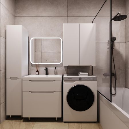 Тумба напольная "Марелла 70" (2 ящ.) Люкс антискрейтч белый матовый, PLUS, артикул СС-00002398