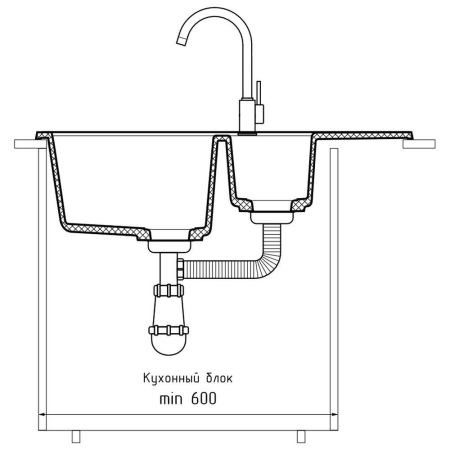 Кухонная мойка GranFest QUADRO 775KL, черный, артикул Q-775KL черный