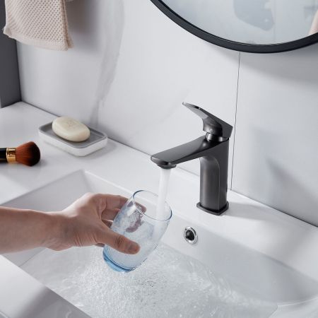 Смеситель для раковины Shevanik S4201T, оружейная сталь