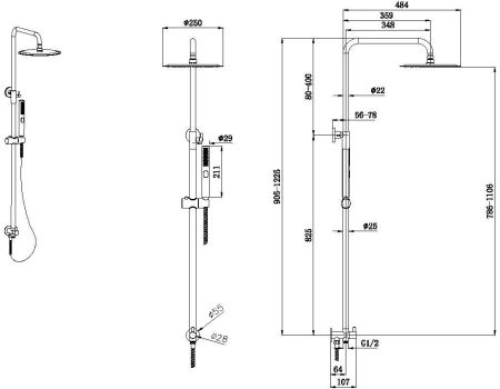 Душевая стойка Allen Brau Priority 5.31031-BN никель браш, артикул 5.31031-BN