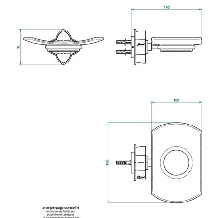 THG PETALE DE CRISTAL CLAIR Мыльница стеклянная, подвесная, цвет хром, артикул U6A-A02-500