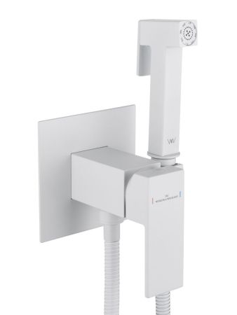 Смеситель с гигиеническим душем встраиваемый WONZON & WOGHAND CUBE, Белый матовый (WW-88829016-MW), артикул WW-88829016-MW
