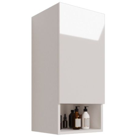 Полупенал PERFECTO, 35 см, подвесной, правый, 1 дверца, push-to-open, 1 стеклянная полка, белый глянец, артикул 99.0810