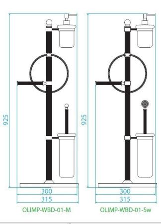 Стойка напольная с держателем туалетной бумаги щёткой для унитаза, полотенцедержателем и деспенсером  CEZARES OLIMP-WB