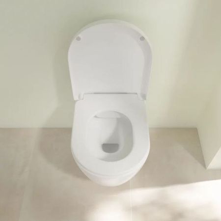 Унитаз, Villeroy&Boch, Avento, безободковый (с открытым смывным краем), тип установки-подвесной, ширина, мм-370, глубина, мм-530, высота, мм-310, форма чаши-овальная, выпуск-горизонтальный, материал-керамика, сиденье-в комплекте, цвет-альпийский белый, с  Унитаз, Villeroy&Boch, Avento, безободковый (с открытым смывным краем), тип установки-подвесной, ширина, мм-370, глубина, мм-530, высота, мм-310, форма чаши-овальная, выпуск-горизонтальный, материал-керамика, сиденье-в комплекте, цвет-альпийский белый, с