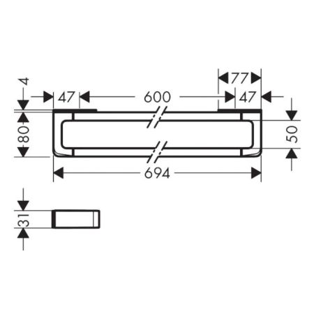 AXOR Universal Softsquare Рейлинг и полотенцедержатель, 600 мм, цвет полированное золото, артикул 42832990