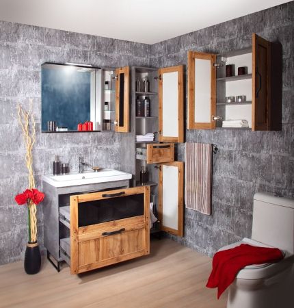 Тумба под раковину Бриклаер Лофт 80 Метрополитен грей, артикул 4627125413414