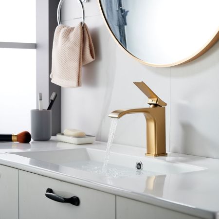 Смеситель для раковины Shevanik S4001G, золотой сатин