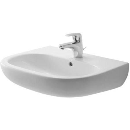 Раковина, Duravit, D-Code, ширина, мм-550, глубина, мм-430, высота, мм-175, тип установки-подвесной/с пьедесталом, отверстия для смесителя-1, с переливом, материал-керамика, без креплений, цвет-белый, артикул 23105500002