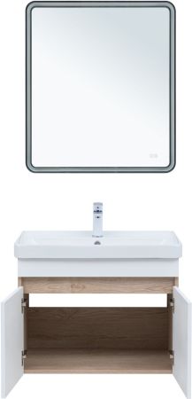 Тумба под раковину Aquanet Оптима 80 дуб светлый/белый сатин
